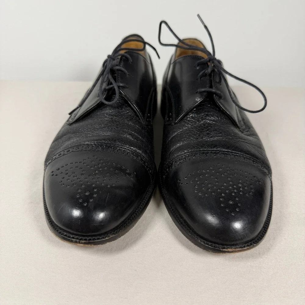 Johnston & Murphy Aristocraft‎ Italy Black Leather Cap Toe Derby Shoes Mens 10 M